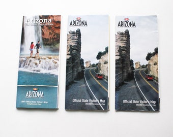 ARIZONA State Map | Road Map | Arizona | Travel Map | Vintage Map | Crafts