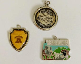 PENNSYLVANIA Charms | Lot of 3 | Jewelry Charms | Travel Shield