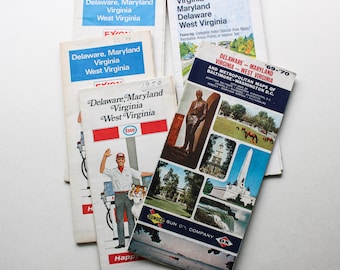 COMBO Delaware/DC/Maryland/Virginia/West Virginia Maps | State Maps | Highway Maps | Multi State Maps | Vintage Maps | Crafts