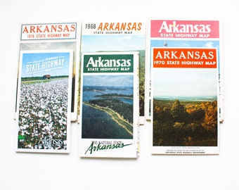 ARKANSAS State Map | Arkansas | Road Map | Vintage Map | Travel Map | Crafts