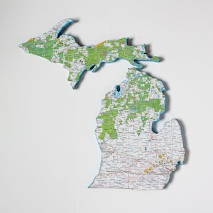 MICHIGAN State Map Wall Decor Michigan Michigan State Vintage Maps National Geographic Map Gallery Wall Small size image 1