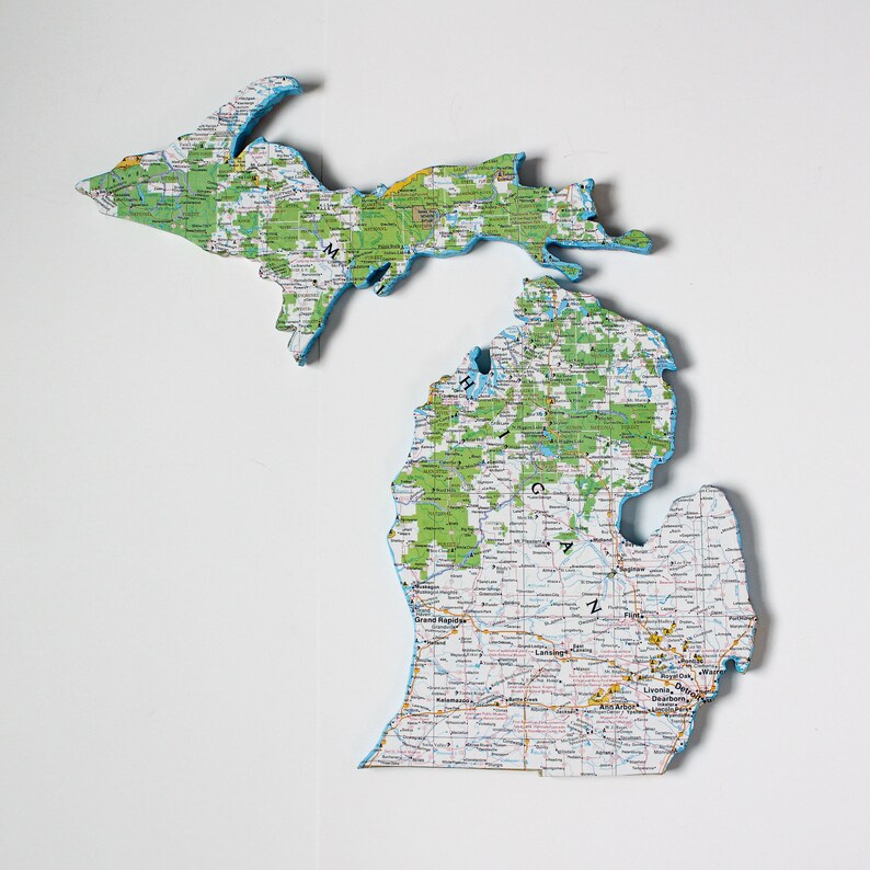 MICHIGAN State Map Wall Decor Michigan Michigan State Vintage Maps National Geographic Map Gallery Wall Small size image 1