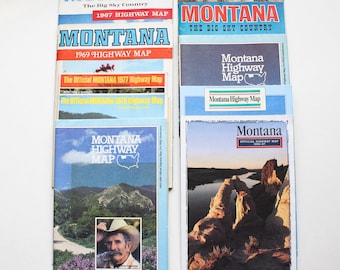 MONTANA State Map | Road Map | Montana | State Maps | Vintage Maps | Travel Maps | Highway Maps | Crafts