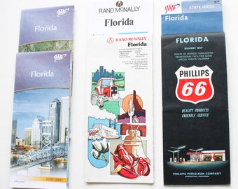 FLORIDA Map | Florida | Road Map | Vintage Map | Travel Map | State Map | Crafts | Highway Maps