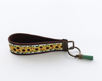 Sunflower Keychain Wristlet | Key Chain | Key Holder | Key Fob Holder | Sunflower | Gifts for Women | Badge Holder | Housewarming Gift