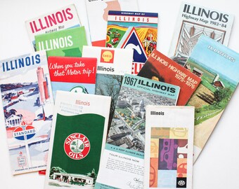 ILLINOIS State Map | Illinois | Road maps | Vintage Maps | Travel maps | Maps | Crafts