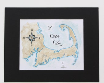 CAPE COD Watercolor and Ink Print | Cape Cod | Watercolor | Watercolor Print | Wall Decor | Paintings | Matted Print