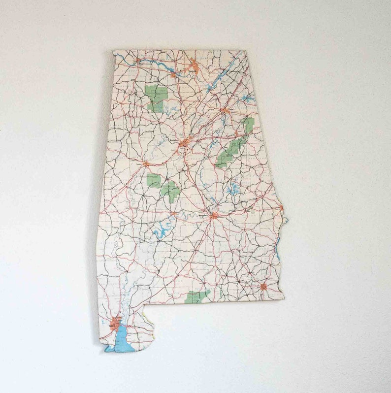 ALABAMA State Map Wall Decor Vintage Map Decor Perfect Gift for Any Occasion Gallery Wall Decor Medium size image 2