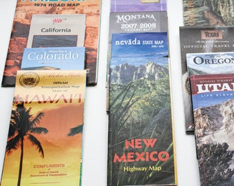 Lot of 5 Vintage Road Maps | Road Maps | Vintage | Travel