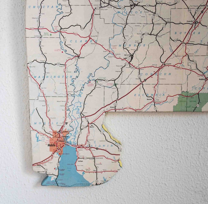 ALABAMA State Map Wall Decor Vintage Map Decor Perfect Gift for Any Occasion Gallery Wall Decor Medium size image 5