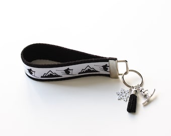 Ski Themed Key Chain Wristlet | Key Holder | Key Chain | Skiing | Ski Accessories | ID Badge Holder | Gifts for Women | House Keys