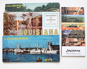 LOUISIANA State Map | Road Map | Louisiana | State Maps | Vintage Maps | Travel Maps | Crafts