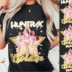 Golden K-pop Png, Hunters Star, Demon Design Png, Saja Girls, Anime Lover Gift, MiraRumiZoeyDerpy Tiger, Huntr Fan Shirt demon pop Korea