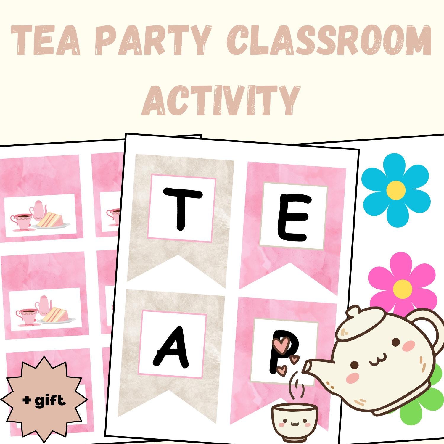 Tea Party Classroom Activity Printable | Tea Party Banner Letters ...