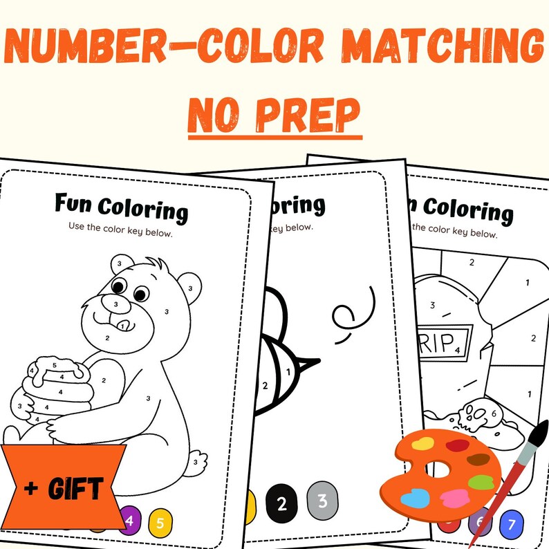 Number Color Matching Worksheets | Color by Number Preschool | No Prep ...