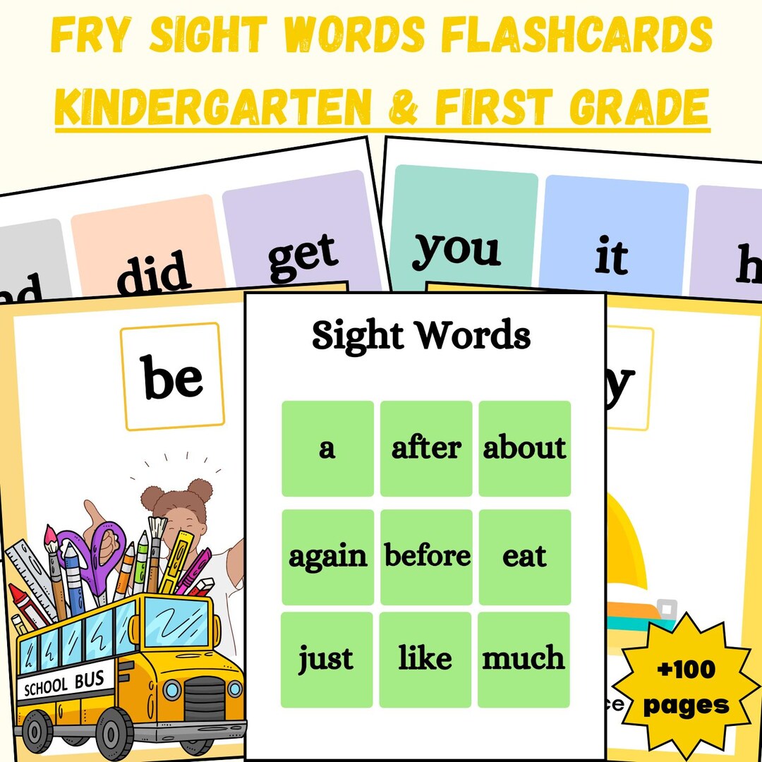 Fry Sight Words Flashcards Kindergarten First Grade | High Frequency ...