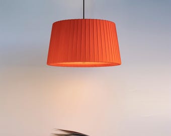 Cotton Fabric Pendant Lamp, Mid Century Modern, Handmade