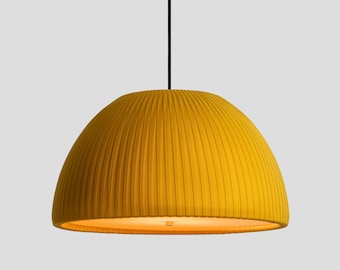 Hand-Wrapped Ribbed Dome Pendant Light, Mid-Century Modern Scandi Lamp
