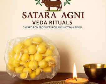 Mechas Cow Ghee Diya: Puja Batti hechas a mano - Paquete de 50