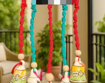 Handgemachte Terrakotta Glocke Windspiel | Florale Festliche Dekoration