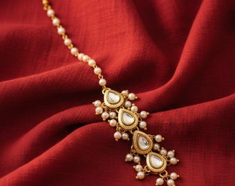 Indian Kundan Maangtikka, Traditional Jewelry, Lightweight Maangtikka, Handcrafted Tikka