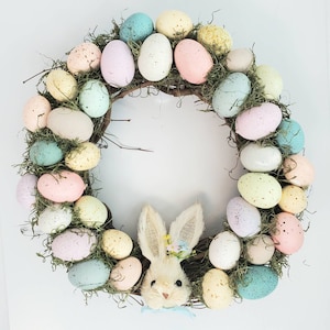 Couronne de porte lapin chasse aux oeufs de Pâques