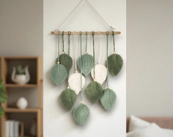 Macrame Leaf Wall Hanging| Macrame Wall Hanging| Green Wall Art| Boho Home Decor| Chrismas Gifts| Farmhouse Decor| Perfect Gift| Mum gift.
