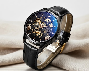 Men's Skeleton Mechanical Watch • Automatic, Leather Band