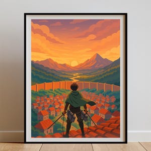 Digitale download Attack on Titan – Anime kunst aan de muur, Titan Landscape Poster, Instant JPG PNG PDF, Manga Room Decor, Attack On Titan Gift