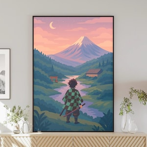 Demon Wall Art Poster | Anime Wall Art Print | Japanese Samurai Room Decor | Otaku & Anime Fan Gift image 1