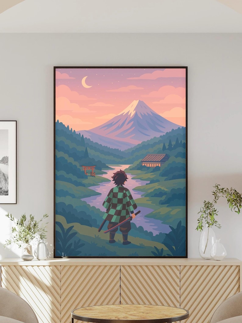 Demon Wall Art Poster | Anime Wall Art Print | Japanese Samurai Room Decor | Otaku & Anime Fan Gift image 1