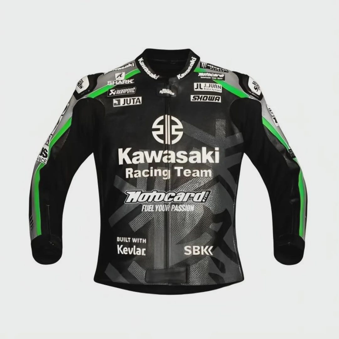 Kawasaki Motocard Racing Motorcycle Leather Jacket:ce Armor, Moto GP ...