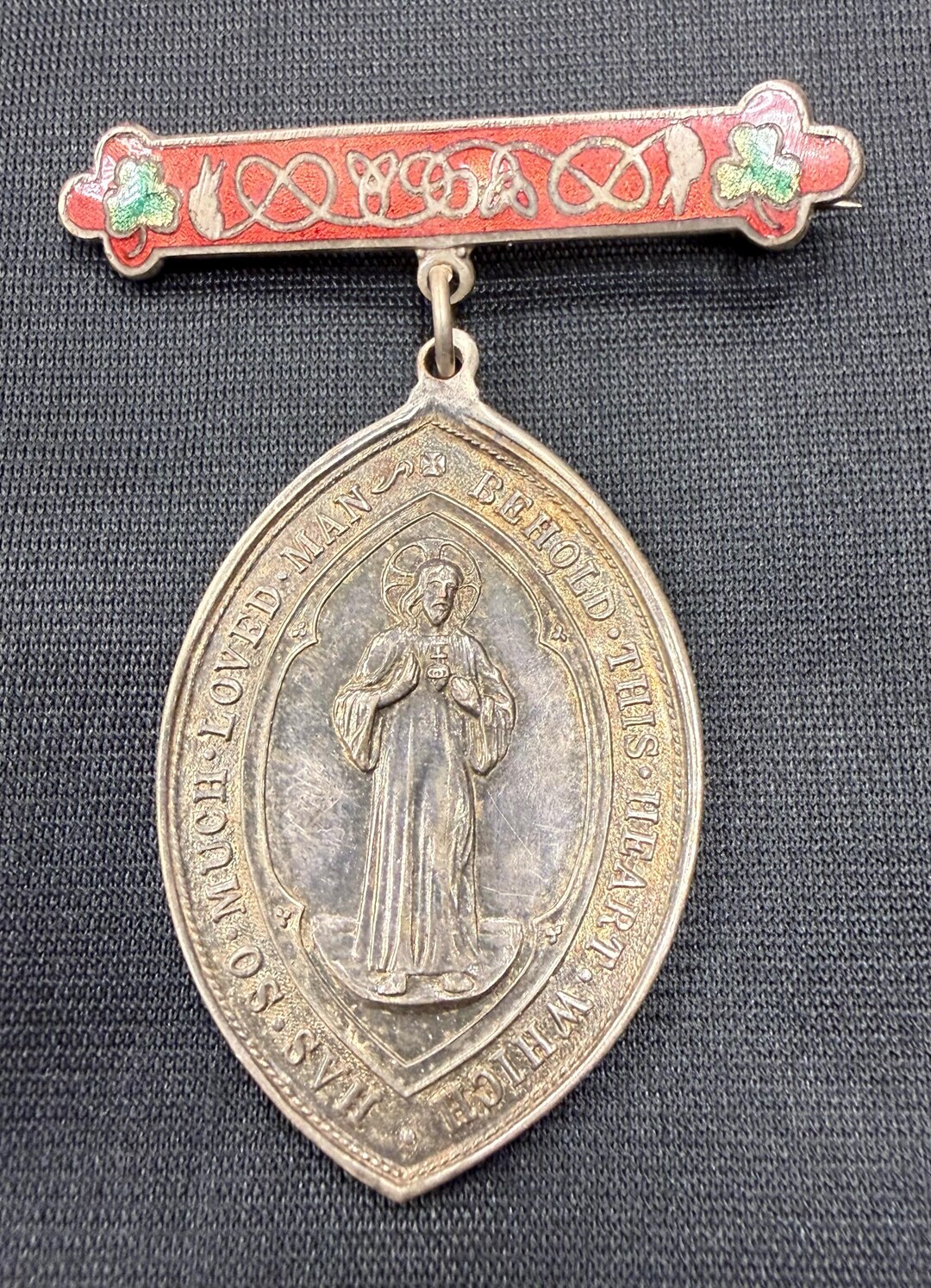 Antique Sacred Heart of Jesus Medal Badge • Vintage Catholic Religious ...