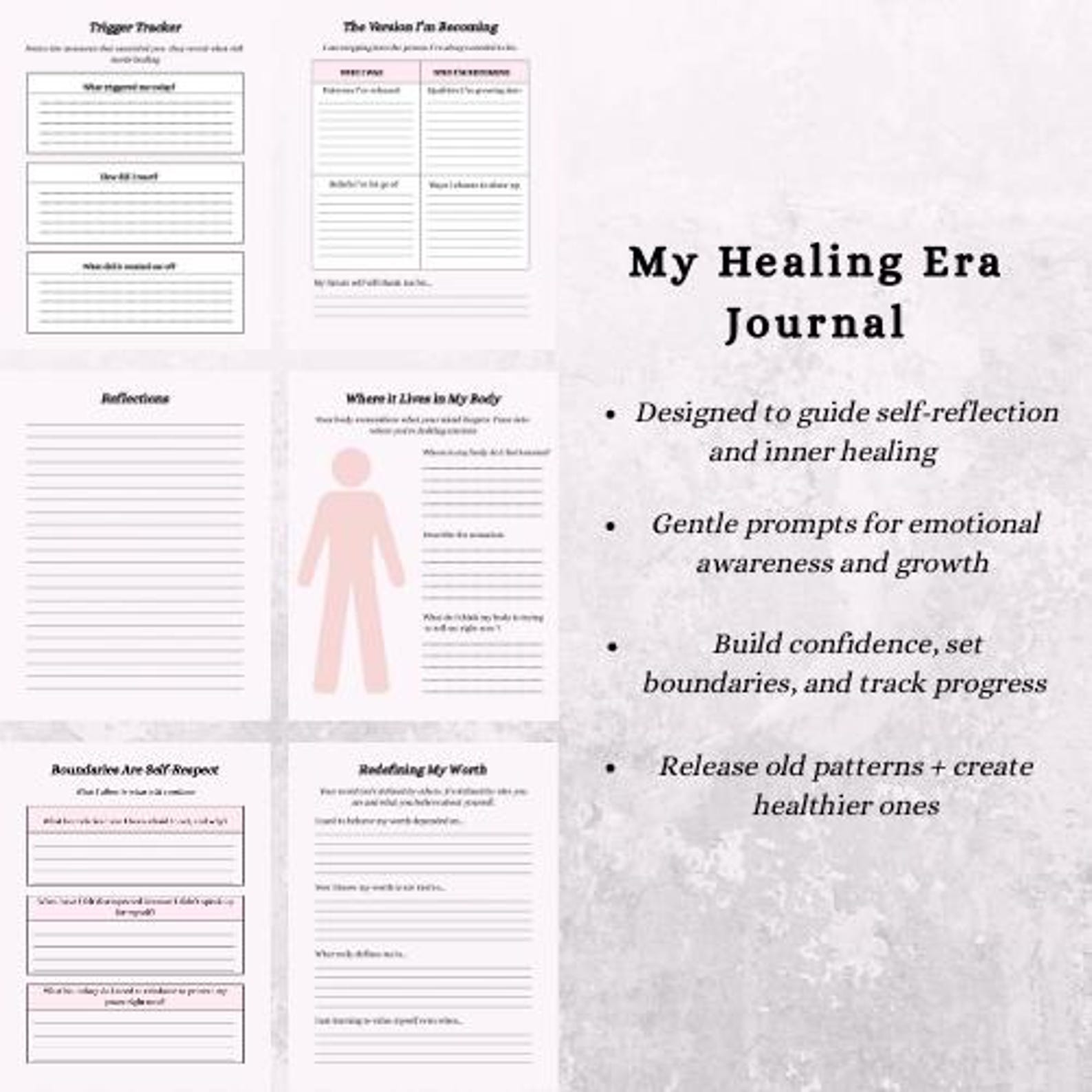 Healing Journal | Digital Self-care Journal | Guided Reflection Prompts (50 Pages - PDF Download ...