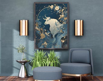 Taurus Zodiac Poster: Celestial Astrology Art Print
