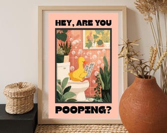 Funny Duck Toilet Poster: Quirky Bathroom Humor Art
