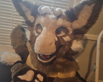 Brown Dragon Fursuit Partial (Fits headsizes 22-25")