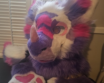 Purple and pink dragon Fursuit Partial (Fits headsizes 22-25")