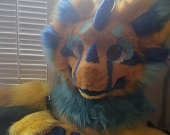 Blue and golden dragon Fursuit Partial (Fits headsizes 22-25")