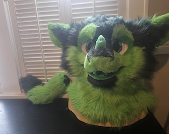 Foresty Green Dragon Fursuit Head & Taill (Fits headsizes 22-25")