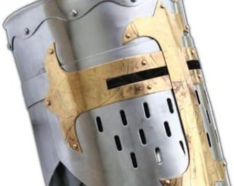 Knights Templar Helmet: Wearable Medieval Crusader Armor, Rustic Vintage Finish