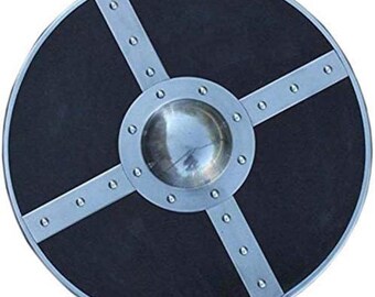 Escudo vikingo hecho a mano: decoración medieval nórdica negra y roja, listo para la batalla, regalo para él