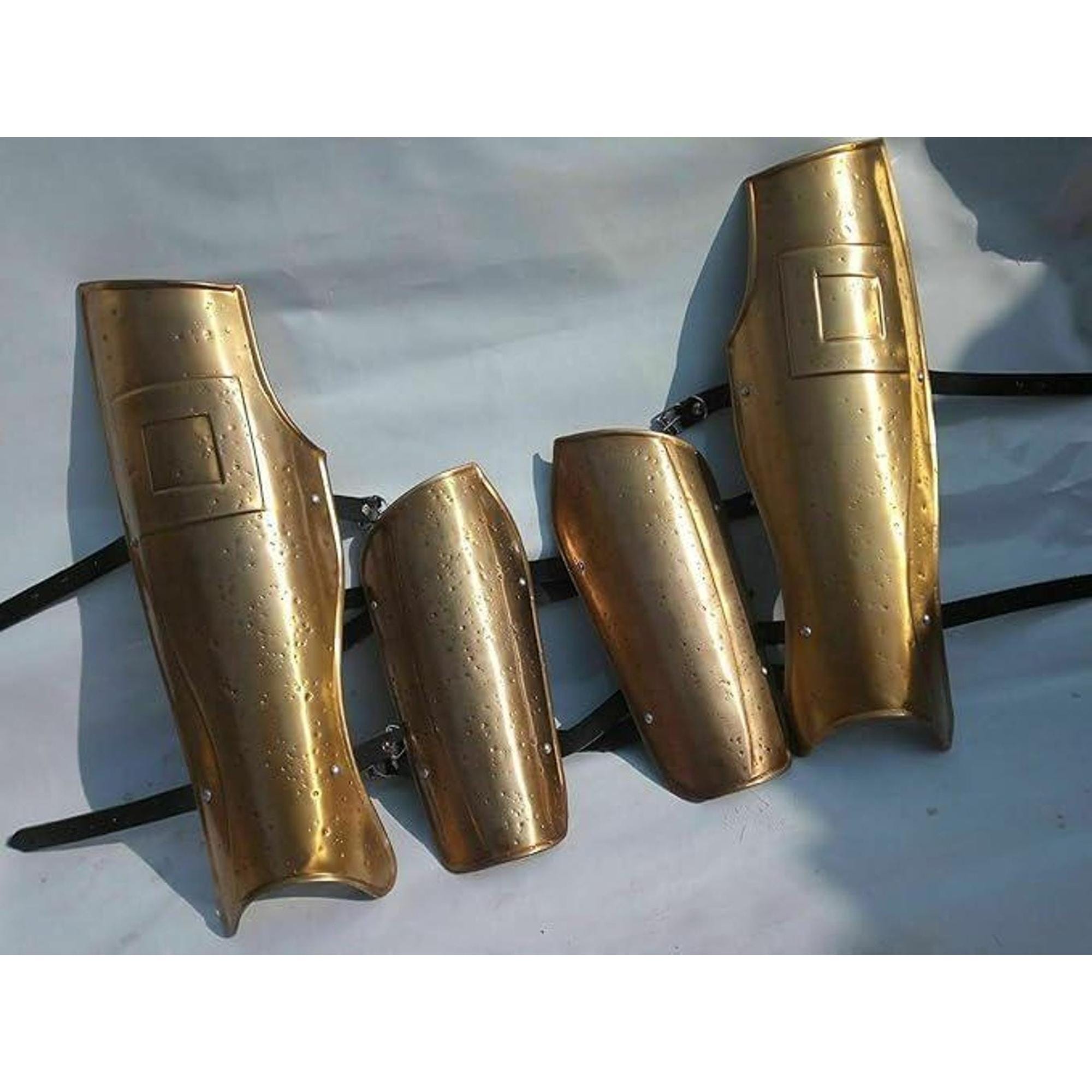 300スパルタンスチールアーム＆レッグガードセット：中世再現アーマー - Etsy 日本 中世アーマーレッグガードステンレススチールガードコスチュームハンドメイド中世レッグガード-ゴールドとシルバー