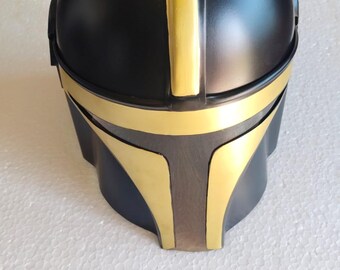 Mandalorian Helmet, Black and Gold Sci-Fi Cosplay Armor