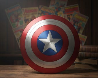 Shield Replica, Captain America Shield, Metal Steel Shield, Cosplay Accessory, Comic Book Replica, Superhero Cosplay, Movie Replica Shield