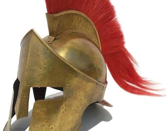Steel Spartan Helmet with Red Plume – Wearable Greek Warrior Cosplay