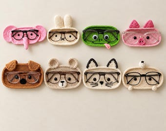 Finished Crochet Animal Eyeglasses Holder Handwoven Yarn Spectacle Stand Bear Cat Dog Desk Organizer