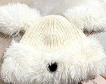 Cozy Dog Hat with Floppy Ears, Plush Winter Beanie for Women Girls, Cute Animal Skull Cap, Puppy Christmas Gift, valentines gifts