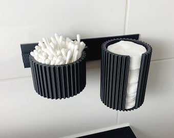 Beauty organizer for bathroom or cosmetics – cup & cotton pad holder, freely positionable, wall mountable without drilling – clipform beauty set