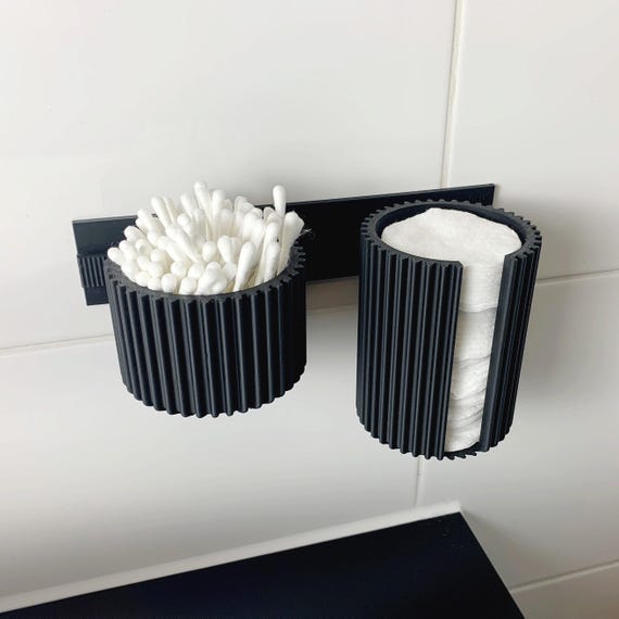 Beauty-Organizer für Bad oder Kosmetik – Becher & Wattepad-Butler, frei positionierbar, Wandmontage ohne Bohren – clipform Beauty-Set